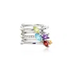 Ross-simons Multi-gemstone 3-row Single Ear Cuff With Diamonds In Sterling Silver