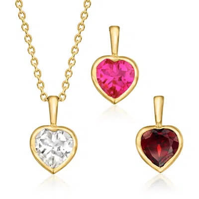 Ross-simons Multi-gemstone And 18kt Gold Over Sterling Jewelry Set: Cable-chain Necklace And 3 Interchangeable H