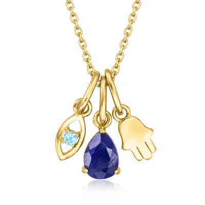 Ross-simons Multi-gemstone And 18kt Gold Over Sterling Jewelry Set: Cable-chain Necklace With 3 Interchangeable