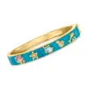 Ross-simons Multi-gemstone And Blue Enamel Sea Life Bangle Bracelet In 18kt Gold Over Sterling In Blue