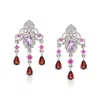 Ross-simons Multi-gemstone And . Diamond Chandelier Earrings In Sterling Silver In Red