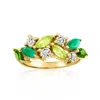 Ross-simons Multi-gemstone And . Lab-grown Diamond Cluster Ring In 18kt Gold Over Sterling In Green