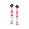 Ross-simons Multi-gemstone And . Lab-grown Diamond Drop Earrings In 18kt Gold Over Sterling In Multi