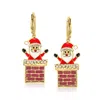 Ross-simons Multi-gemstone And Multicolored Enamel Santa In Chimney Drop Earrings In 18kt Gold Over Sterling In Multi