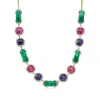 Ross-simons Multi-gemstone And White Topaz Frame Necklace In 18kt Gold Over Sterling In Multi