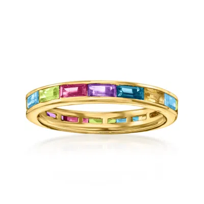 Ross-simons Multi-gemstone Baguette Eternity Band In 18kt Gold Over Sterling In Blue