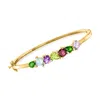 Ross-simons Multi-gemstone Bangle Bracelet With Diamonds In 18kt Gold Over Sterling In Multi
