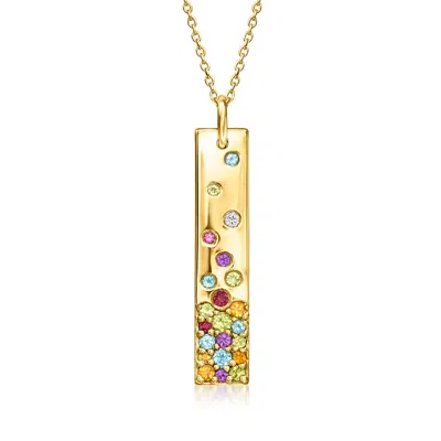Ross-simons Multi-gemstone Bar Pendant Necklace In 18kt Gold Over Sterling