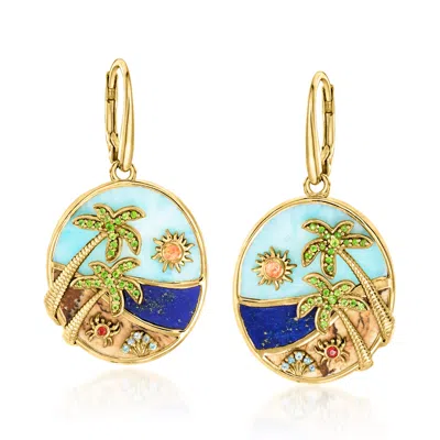 Ross-simons Multi-gemstone Beach Drop Earrings In 18kt Gold Over Sterling
