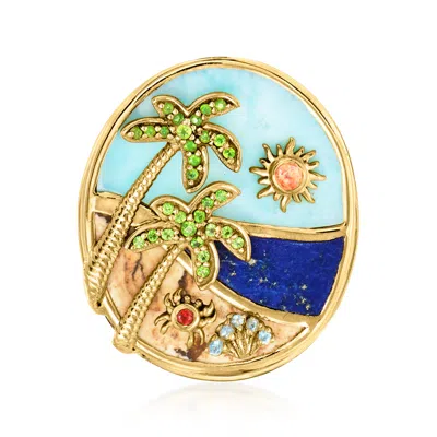 Ross-simons Multi-gemstone Beach Ring In 18kt Gold Over Sterling