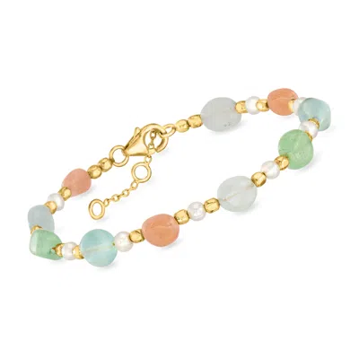 Ross-simons Multi-gemstone Bead Bracelet In 18kt Gold Over Sterling