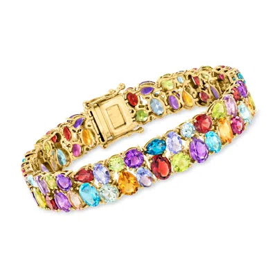 Ross-simons Multi-gemstone Bracelet In 18kt Gold Over Sterling