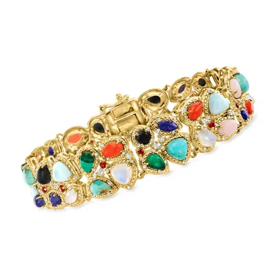 Ross-simons Multi-gemstone Bracelet In 18kt Gold Over Sterling In Blue