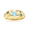 Ross-simons Multi-gemstone Cat Ring With Lab-grown Diamonds In 18kt Gold Over Sterling In Blue