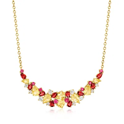 Ross-simons Multi-gemstone Collar Necklace In 18kt Gold Over Sterling
