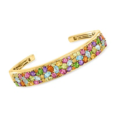 Ross-simons Multi-gemstone Cuff Bracelet In 18kt Gold Over Sterling