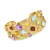Ross-simons Multi-gemstone Cuff Bracelet In 18kt Gold Over Sterling In Multi