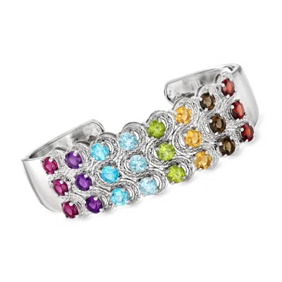 Ross-simons Multi-gemstone Cuff Bracelet In Sterling Silver In Pink