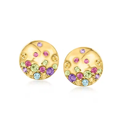 Ross-simons Multi-gemstone Disc Earrings In 18kt Gold Over Sterling