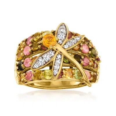 Ross-simons Multi-gemstone Dragonfly Ring In 18kt Gold Over Sterling