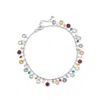Ross-simons Multi-gemstone Drop Anklet In Sterling Silver In Multi