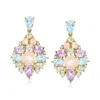 Ross-simons Multi-gemstone Drop Earrings In 18kt Gold Over Sterling In Multi