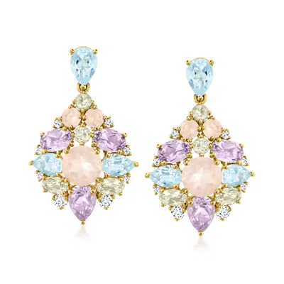 Ross-simons Multi-gemstone Drop Earrings In 18kt Gold Over Sterling