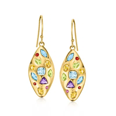 Ross-simons Multi-gemstone Drop Earrings In 18kt Gold Over Sterling
