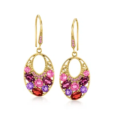 Ross-simons Multi-gemstone Drop Earrings In 18kt Gold Over Sterling In Purple
