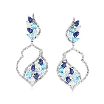 Ross-simons Multi-gemstone Drop Earrings In Sterling Silver In Blue