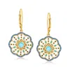 Ross-simons Multi-gemstone Drop Earrings With Blue And White Enamel In 18kt Gold Over Sterling In Blue