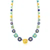 Ross-simons Multi-gemstone Floral Overlay Necklace With White Topaz And . Diamonds In 18kt Gold Over Sterling In Multi