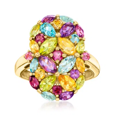 Ross-simons Multi-gemstone Floral Ring In 18kt Gold Over Sterling