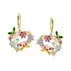 Ross-simons Multi-gemstone Flower And Butterfly Heart Drop Earrings In 18kt Gold Over Sterling In Multi