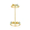 Ross-simons Multi-gemstone Flower Double Ring In 18kt Gold Over Sterling In Blue