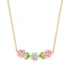 Ross-simons Multi-gemstone Flower Necklace With White Topaz In 18kt Gold Over Sterling