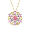 Ross-simons Multi-gemstone Flower Pin/pendant Necklace In 18kt Gold Over Sterling In Multi