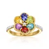 Ross-simons Multi-gemstone Flower Ring In 18kt Gold Over Sterling In Multi