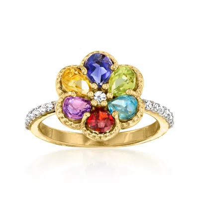 Ross-simons Multi-gemstone Flower Ring In 18kt Gold Over Sterling