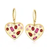 Ross-simons Multi-gemstone Heart Drop Earrings In 18kt Gold Over Sterling