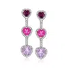 Ross-simons Multi-gemstone Heart Drop Earrings In Sterling Silver In Purple