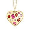 Ross-simons Multi-gemstone Heart Pendant Necklace In 18kt Gold Over Sterling In Multi