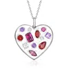 Ross-simons Multi-gemstone Heart Pendant Necklace In Sterling Silver