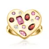 Ross-simons Multi-gemstone Heart Ring In 18kt Gold Over Sterling
