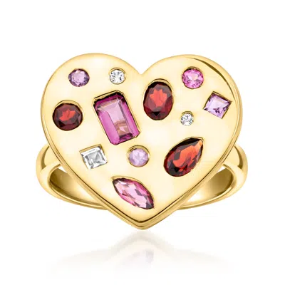 Ross-simons Multi-gemstone Heart Ring In 18kt Gold Over Sterling