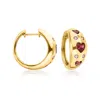 Ross-simons Multi-gemstone Heart Station Hoop Earrings In 18kt Gold Over Sterling In Multi