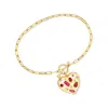 Ross-simons Multi-gemstone Heart Toggle Bracelet In 18kt Gold Over Sterling In Multi