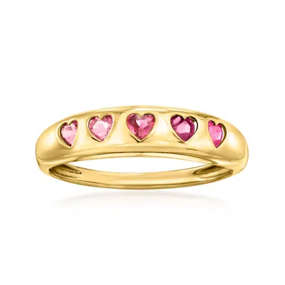 Ross-simons Multi-gemstone Hearts Ring In 14kt Yellow Gold In Pink