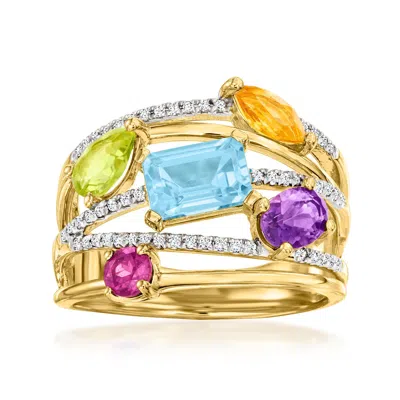 Ross-simons Multi-gemstone Highway Ring With . Diamonds In 18kt Gold Over Sterling