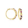 Ross-simons Multi-gemstone Hoop Earrings In 18kt Gold Over Sterling In Multi